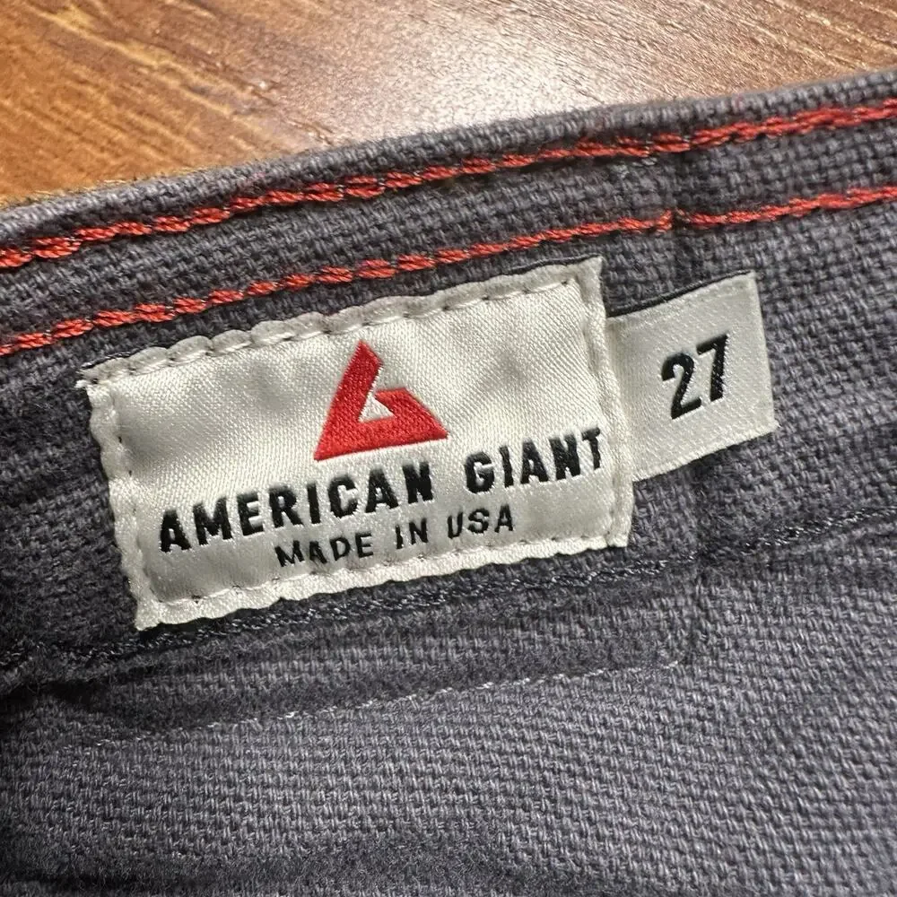 American Giant Jeans Mens 27x29 Gray Roughneck Canvas Skinny Fit Made In USA
